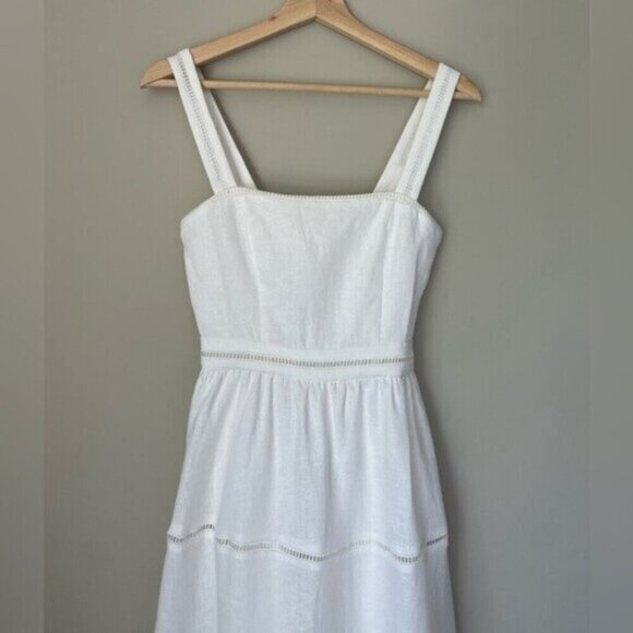 NEW Reformation Everett Linen Midi Dress White | US 2 UK 6 - Picture 8 of 16